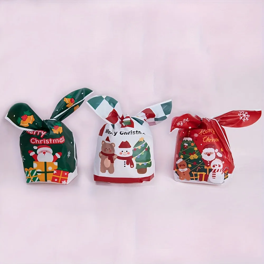 10pcs Christmas and New Year Gift Plastic Packaging Bags for Homemade Baking, Cookies, Candy Storage - MINGXUAN Brand, MINGXUAN