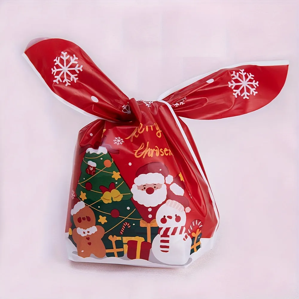 10pcs Christmas and New Year Gift Plastic Packaging Bags for Homemade Baking, Cookies, Candy Storage - MINGXUAN Brand, MINGXUAN