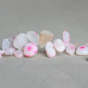 11x10mm Pink Drusy Nuggets 6 inch 29 beads