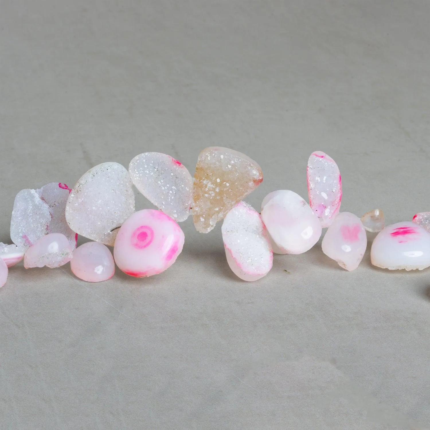 11x10mm Pink Drusy Nuggets 6 inch 29 beads