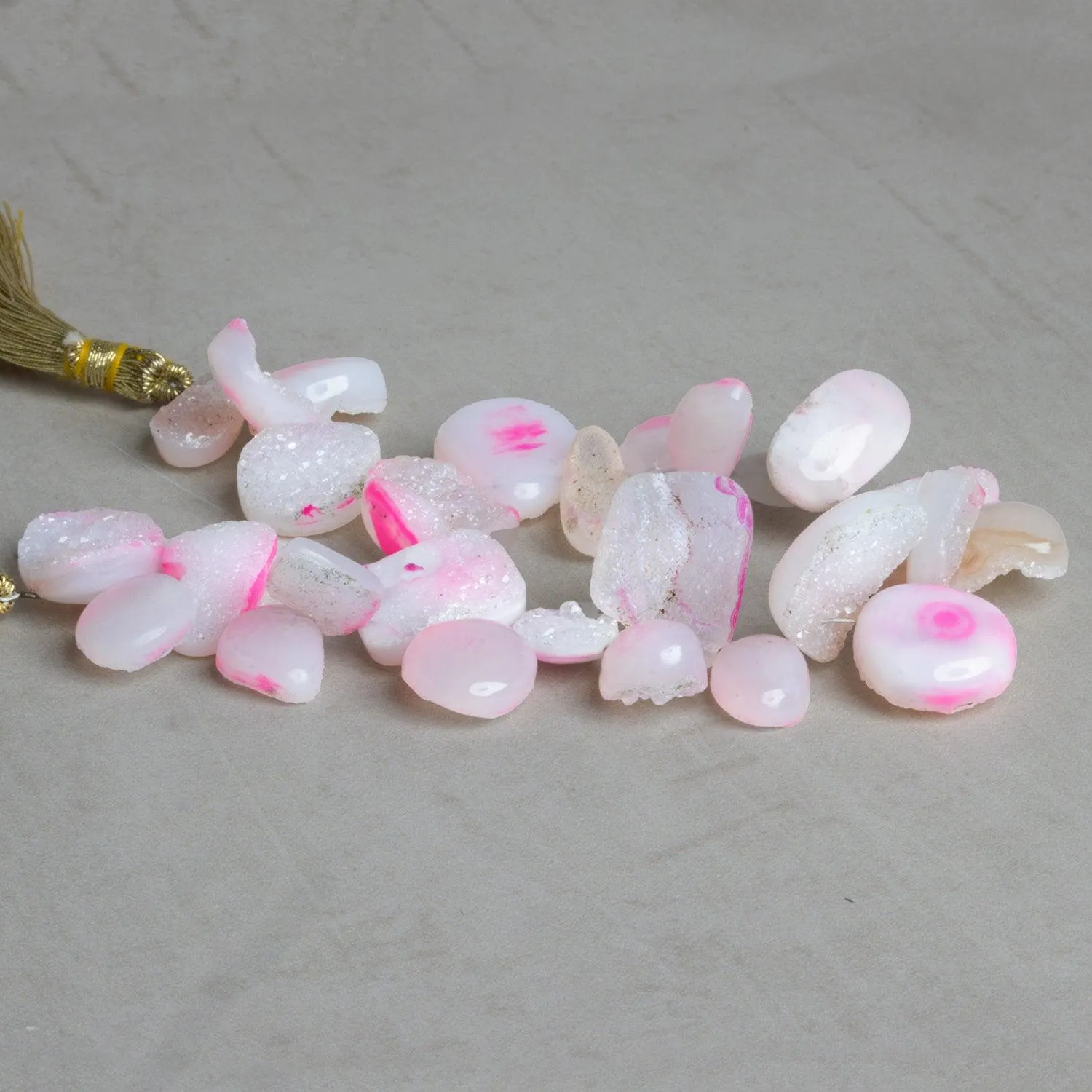 11x10mm Pink Drusy Nuggets 6 inch 29 beads