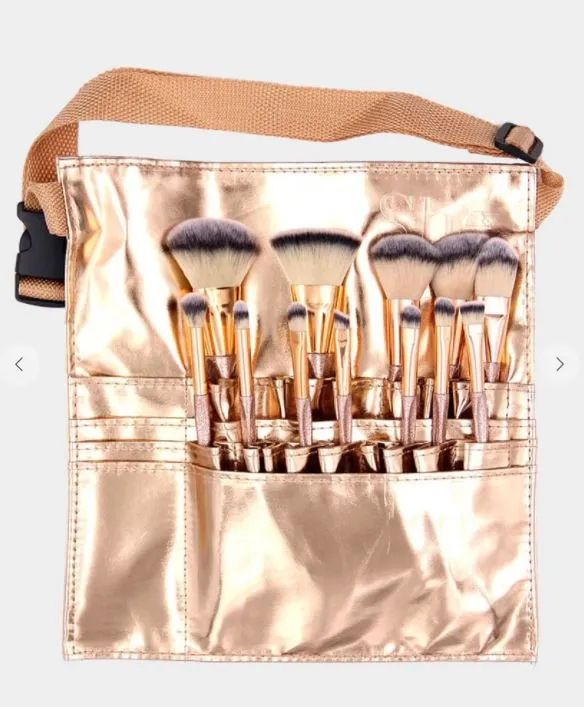 12 pc Soft Make up Brush Tool Kit with a Waist Organizer