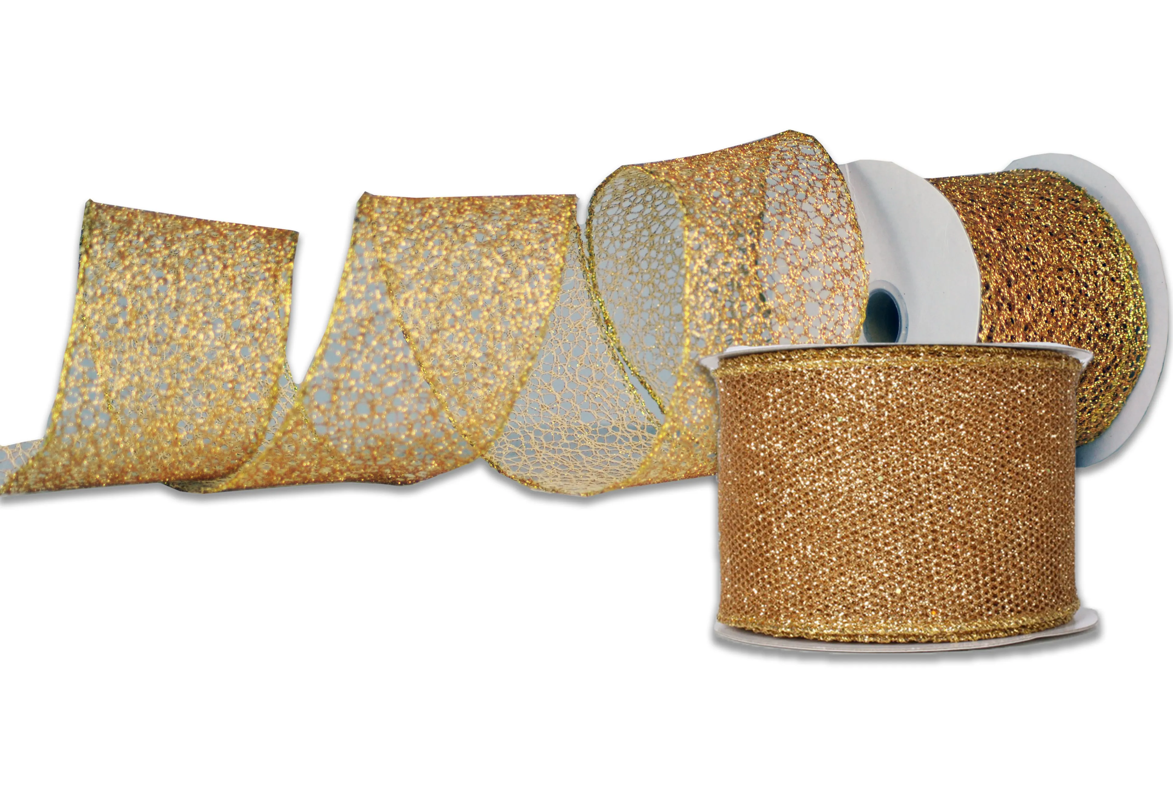 2 Pack of 30' Gold Glitter Ribbon