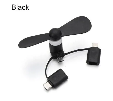 3 in1 Mini Cell Phone Fan Compatible with iPhone/iPad/Android Smartphone/Tablet Cell Phone Pink Blue Orange Green Black White