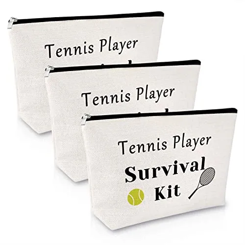 3Pcs Tennis Player Gift for Women Makeup Bag Tennis Lover Gift for Girls Tennis Coach Gift Birthday Gift for Friend Cosmetic Bag Graduation Gift for Tennis Team Travel Cosmetic Pouch Christmas Gift