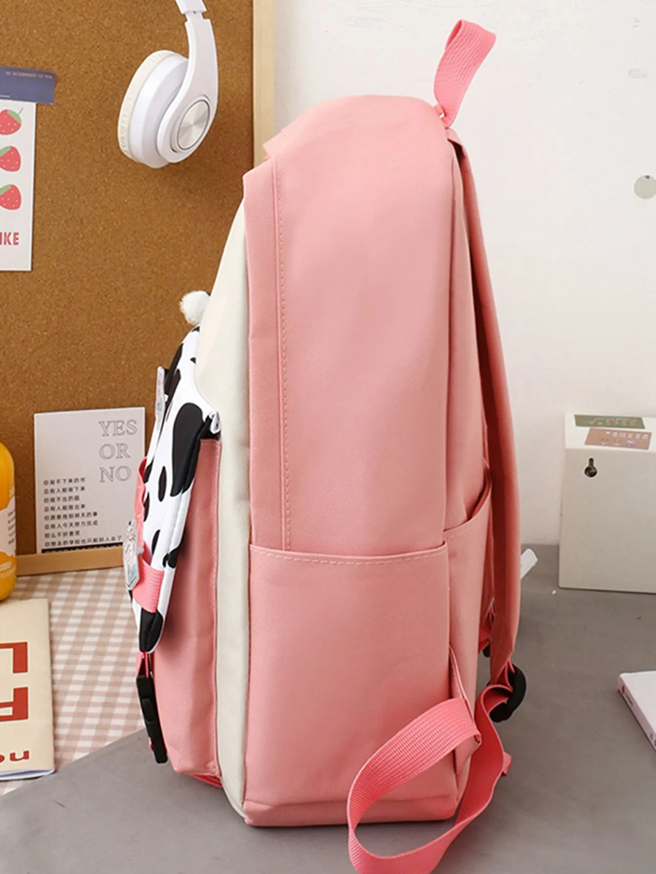 5pcs Cow Print Backpack Set