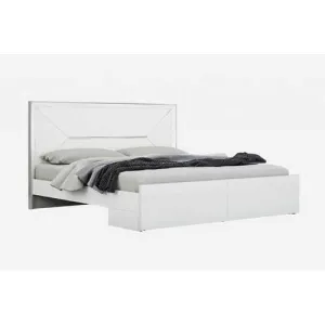 76" X 80" X 51" White Faux Leather King Bed