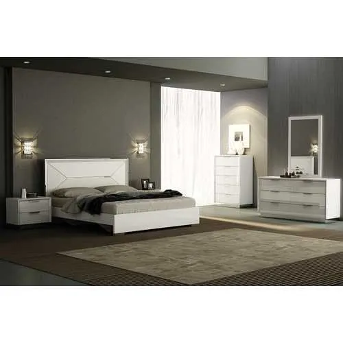 76" X 80" X 51" White Faux Leather King Bed