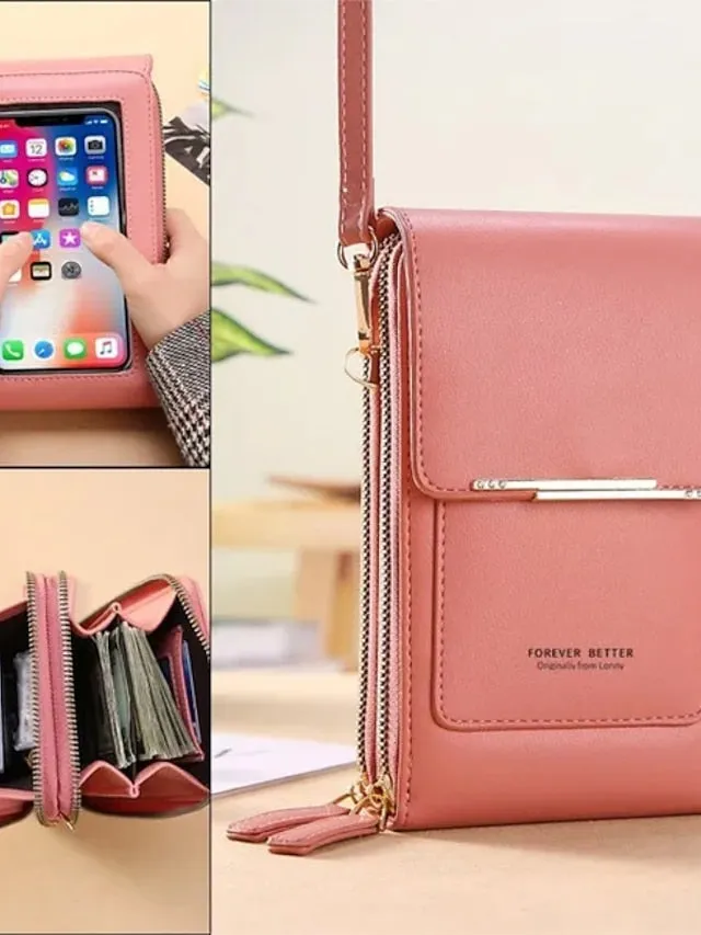 8 Colors Touch Screen Phone Bag Ladies Small Messenger Cute Phone Bag Fashion Key Coin Purse Wallet Card Holder