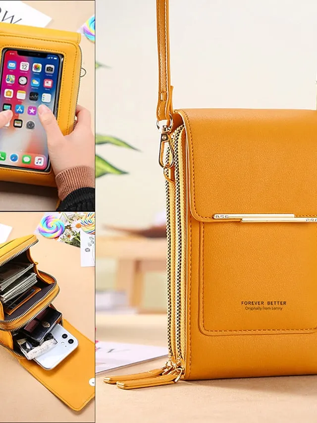 8 Colors Touch Screen Phone Bag Ladies Small Messenger Cute Phone Bag Fashion Key Coin Purse Wallet Card Holder