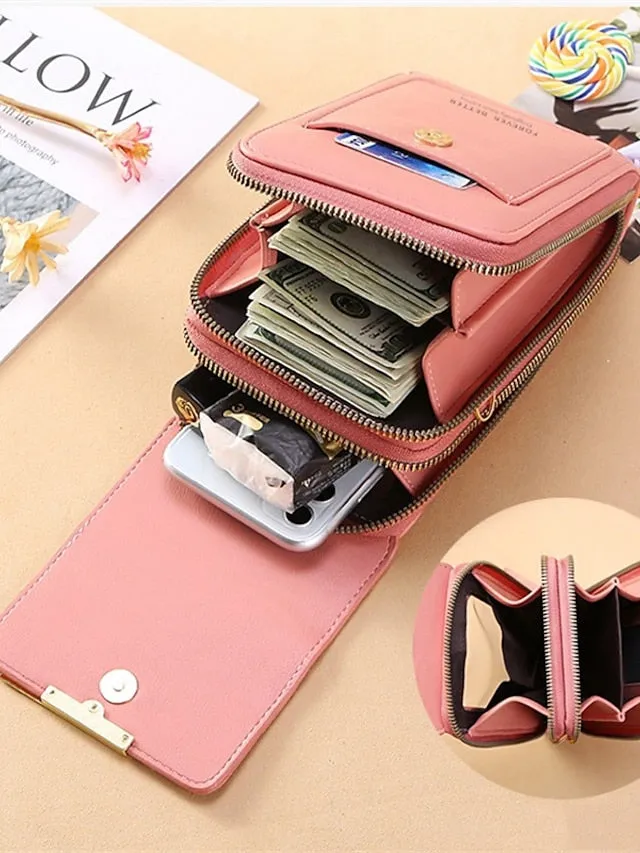 8 Colors Touch Screen Phone Bag Ladies Small Messenger Cute Phone Bag Fashion Key Coin Purse Wallet Card Holder