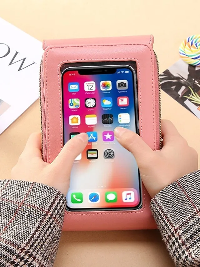 8 Colors Touch Screen Phone Bag Ladies Small Messenger Cute Phone Bag Fashion Key Coin Purse Wallet Card Holder