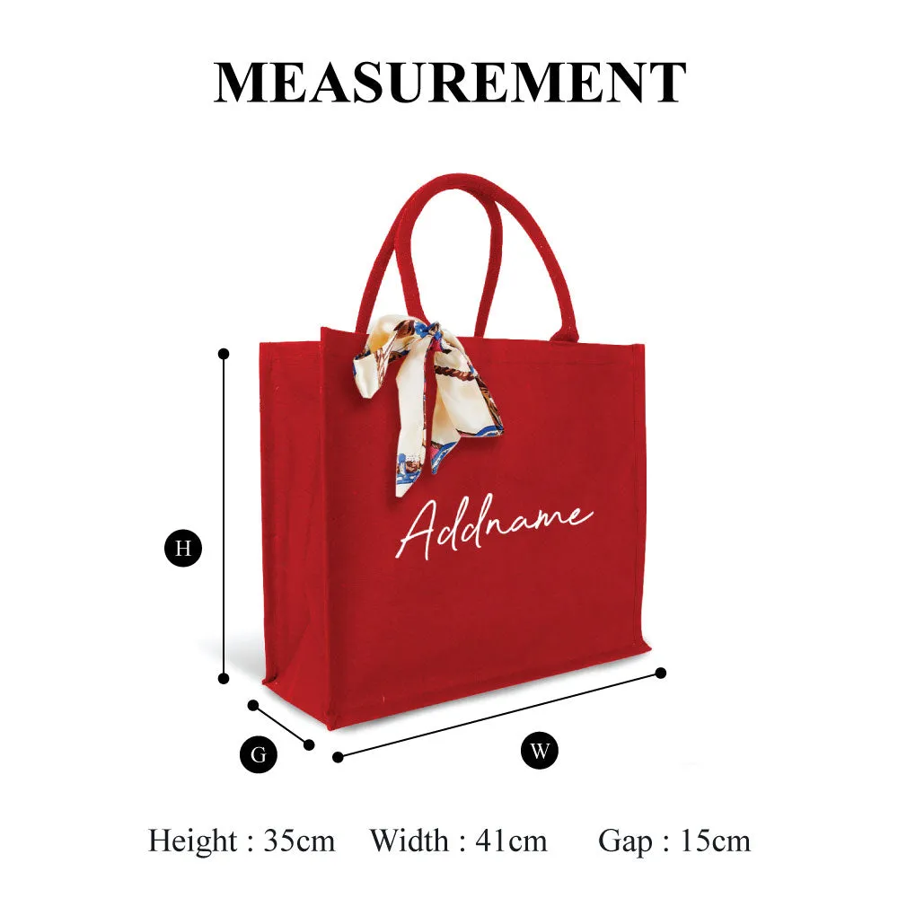 Alyssa Series Canvas Bag White Font - Red Large