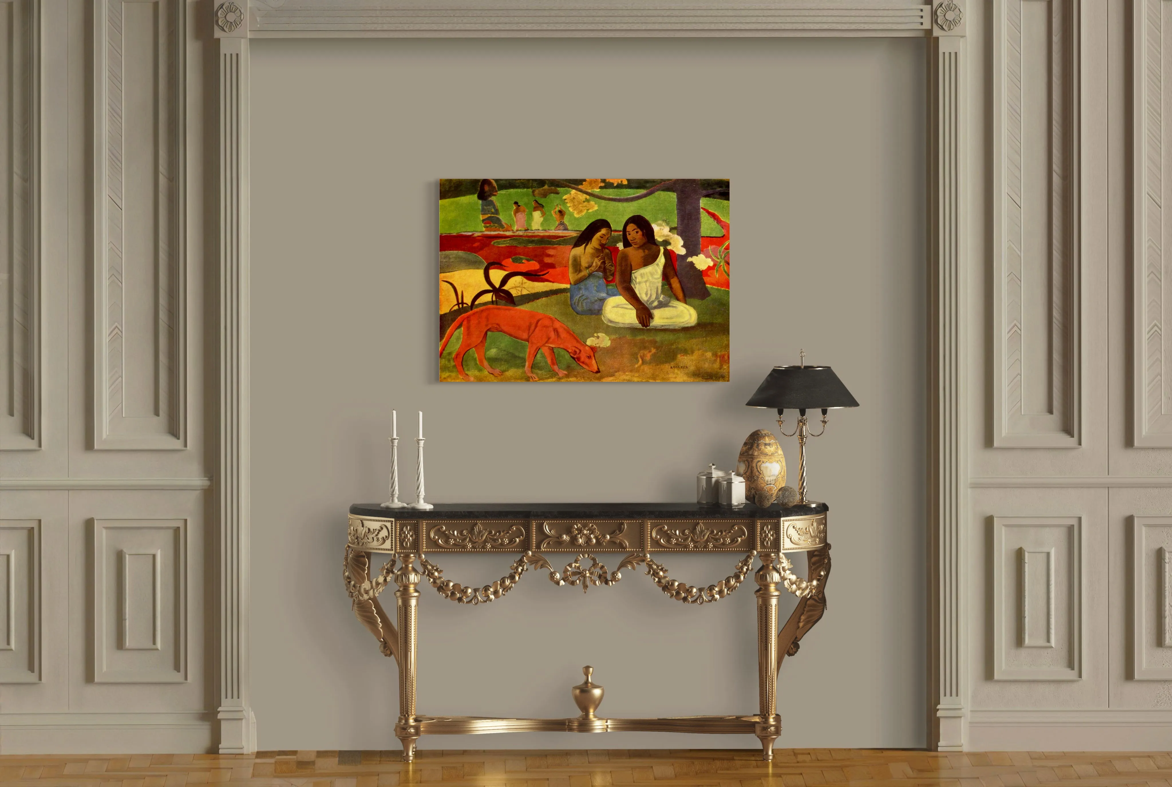 Arearea - Painted by Paul Gauguin - Circa. 1892. High Quality Polyester Cotton Canvas Print. Ready to be Framed or Mounted. Available in One Large Size. 70cm X 100cm. Stretched Canvas Option Available in One (1) Large Size - 70cm x 100cm.