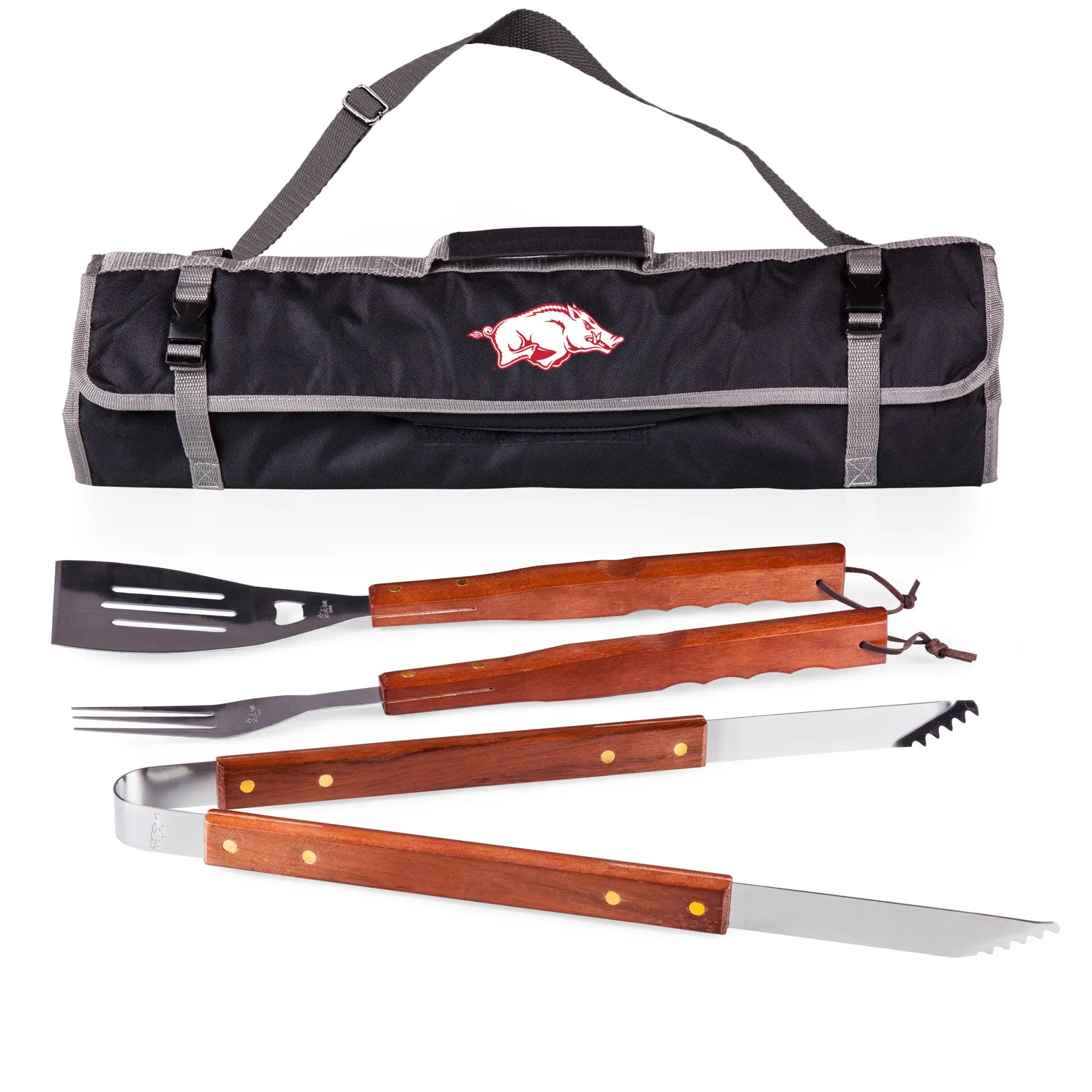 Arkansas Razorbacks - 3-Piece BBQ Tote & Grill Set