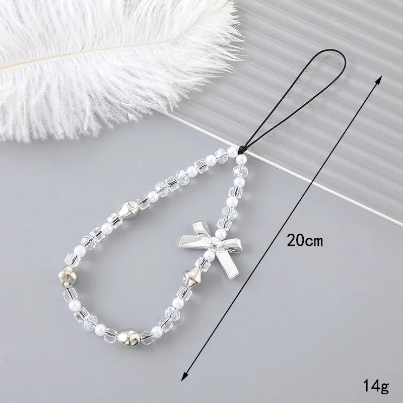 Basic Simple Style Classic Style Pentagram Bow Knot Beaded Beaded Bag Pendant Mobile Phone Chain