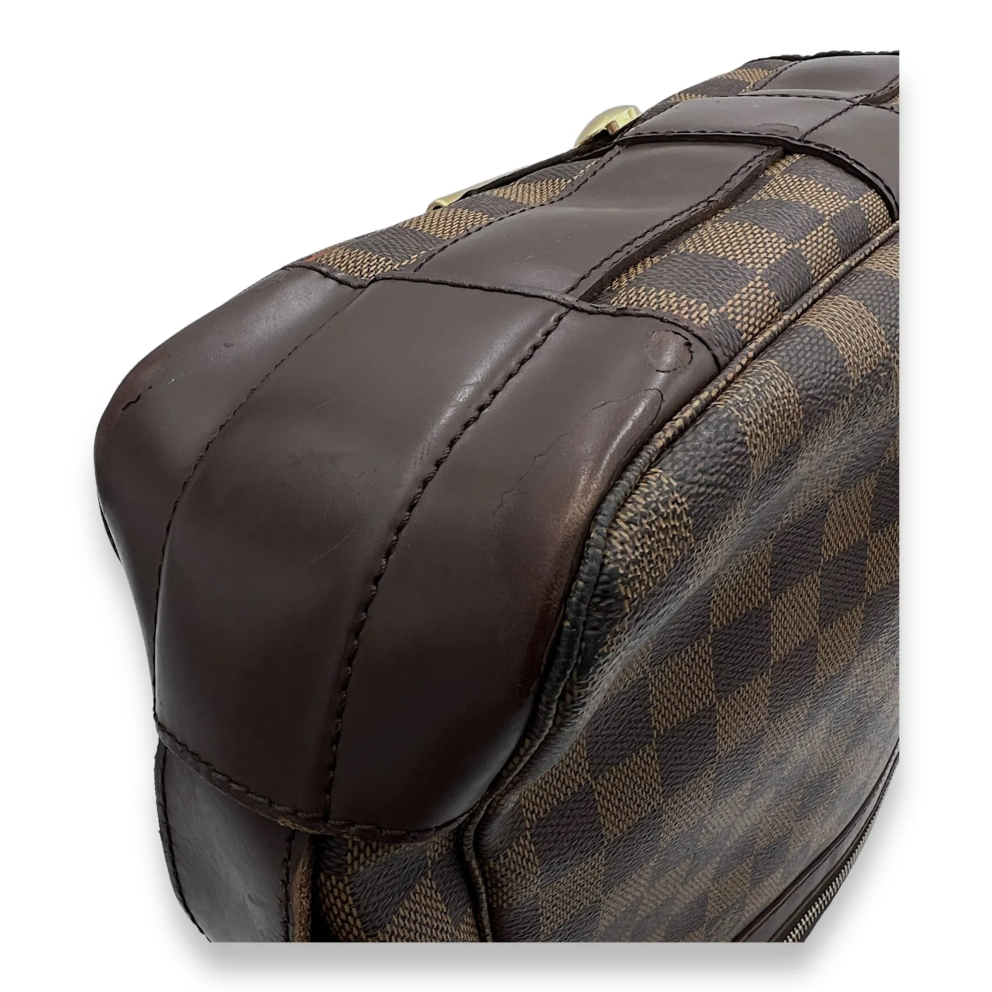 Bastille Messenger Bag Damier Ebene in Coated Canvas, Gold hardware