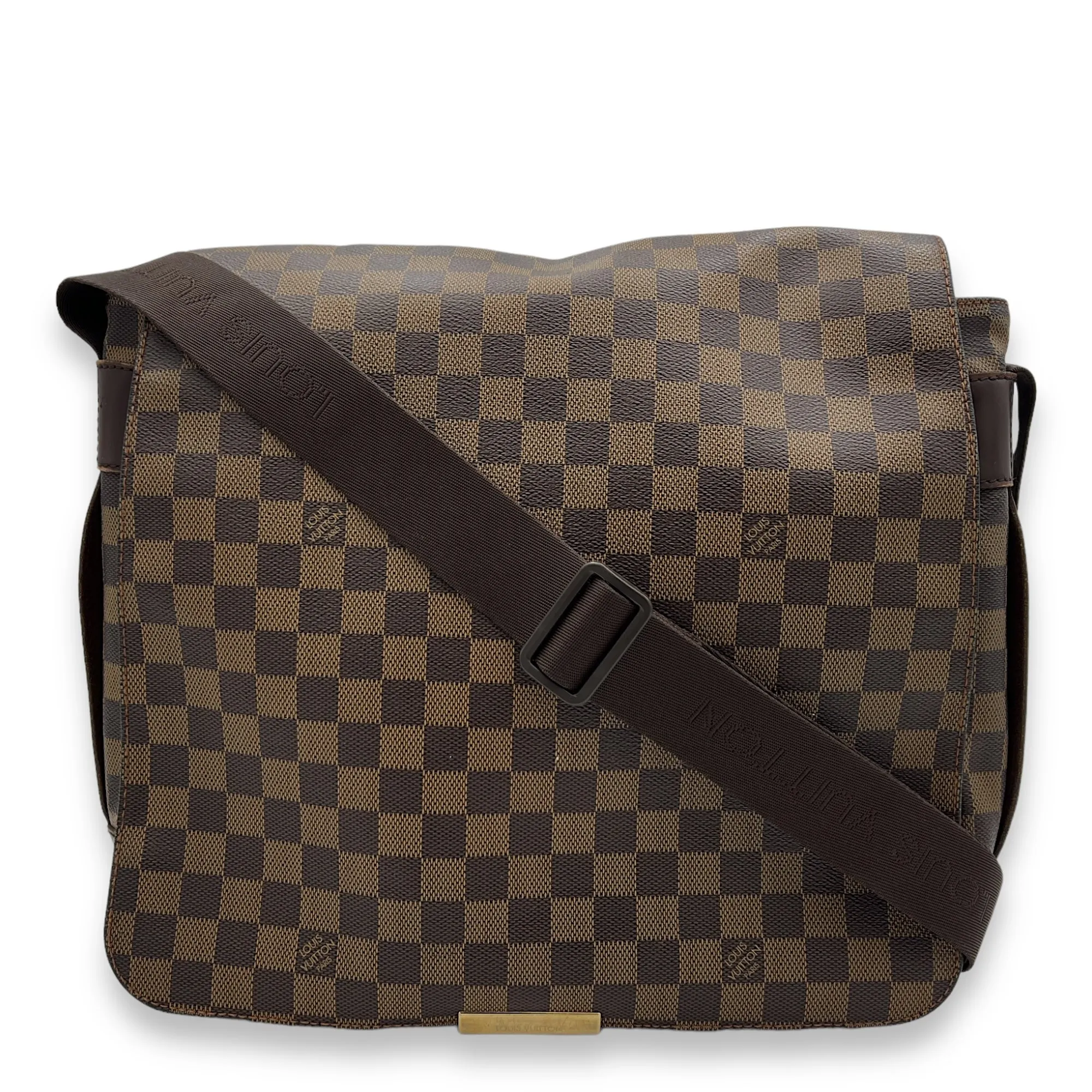 Bastille Messenger Bag Damier Ebene in Coated Canvas, Gold hardware