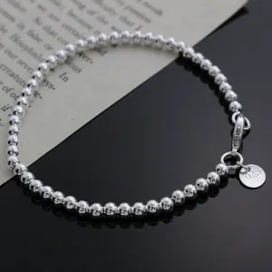 Beautiful fashion Elegant Gold color silver color 4MM beads chain women Letter cute Bracelet high quality Gorgeous jewelry H198