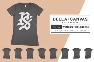 Bella   Canvas 8413 Women's Triblend T-Shirt Mockups