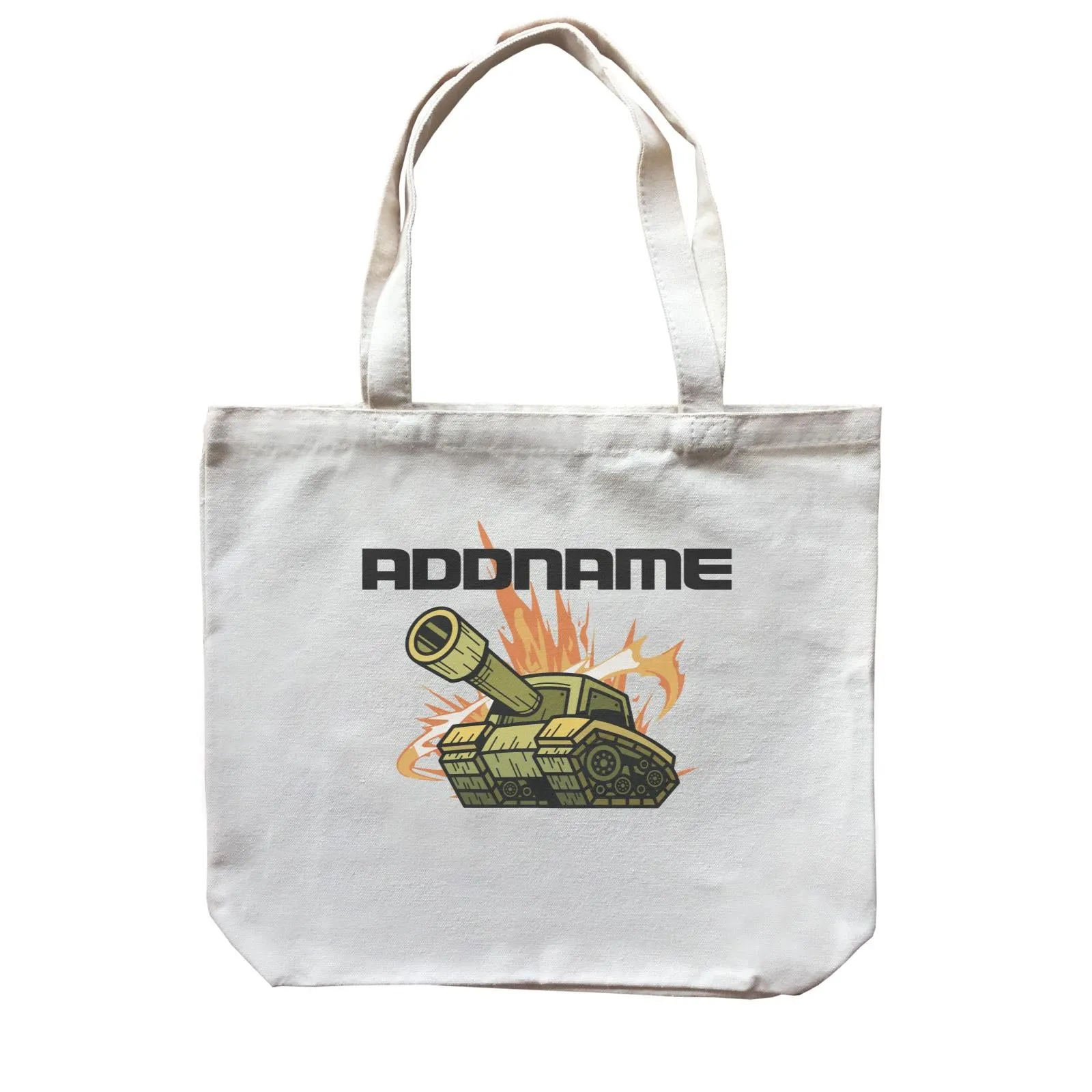 Birthday Battle Theme Tank Addname Canvas Bag