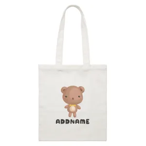 Birthday Friendly Animals Happy Bear Addname White Canvas Bag