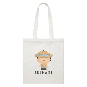 Birthday Safari Little Explorer Baby Boy Addname White Canvas Bag