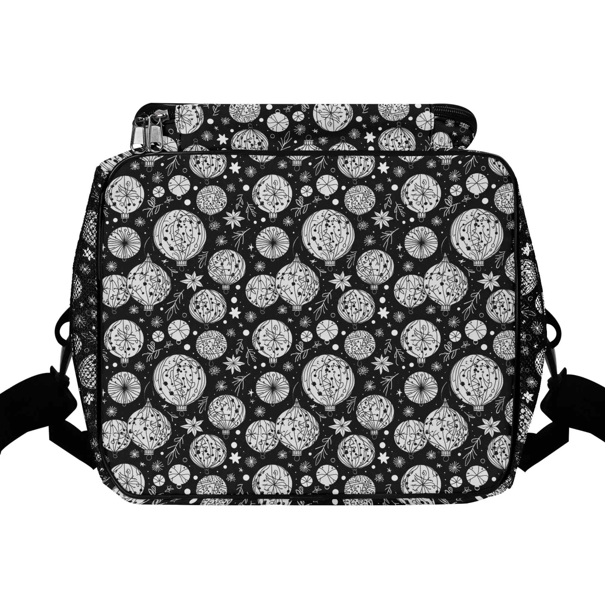 Black and White Christmas Ornament Insulated Leakproof Cooler Bag Lunch Box