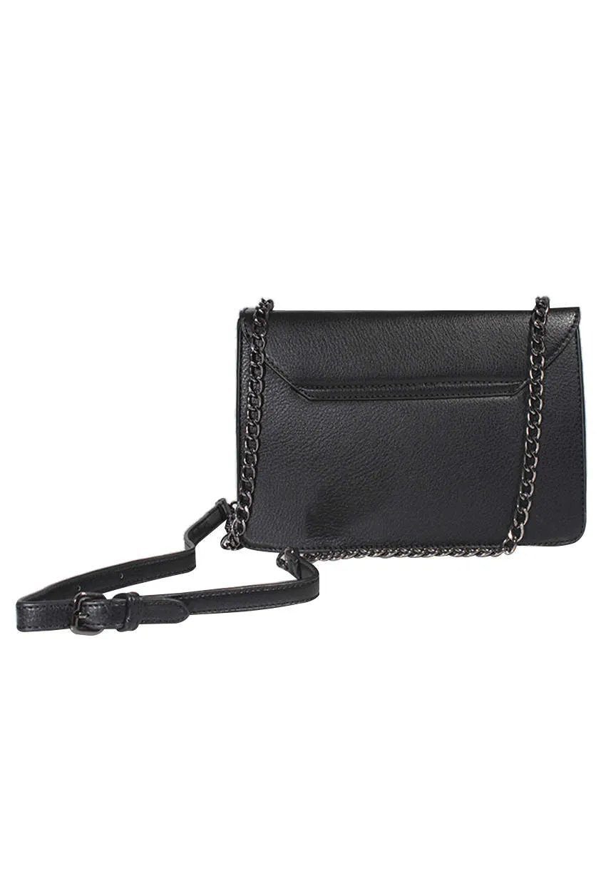 Black Silver Chain Satchel Handbag