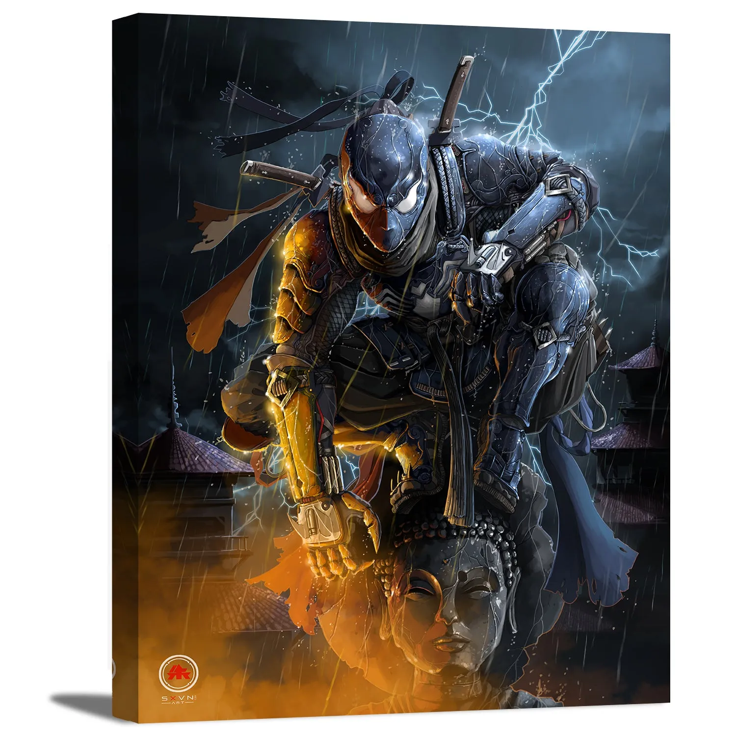 Black Suit Spider Samurai Hero Canvas Wall Art