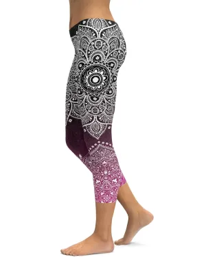 Black to Pink Mandala Capris