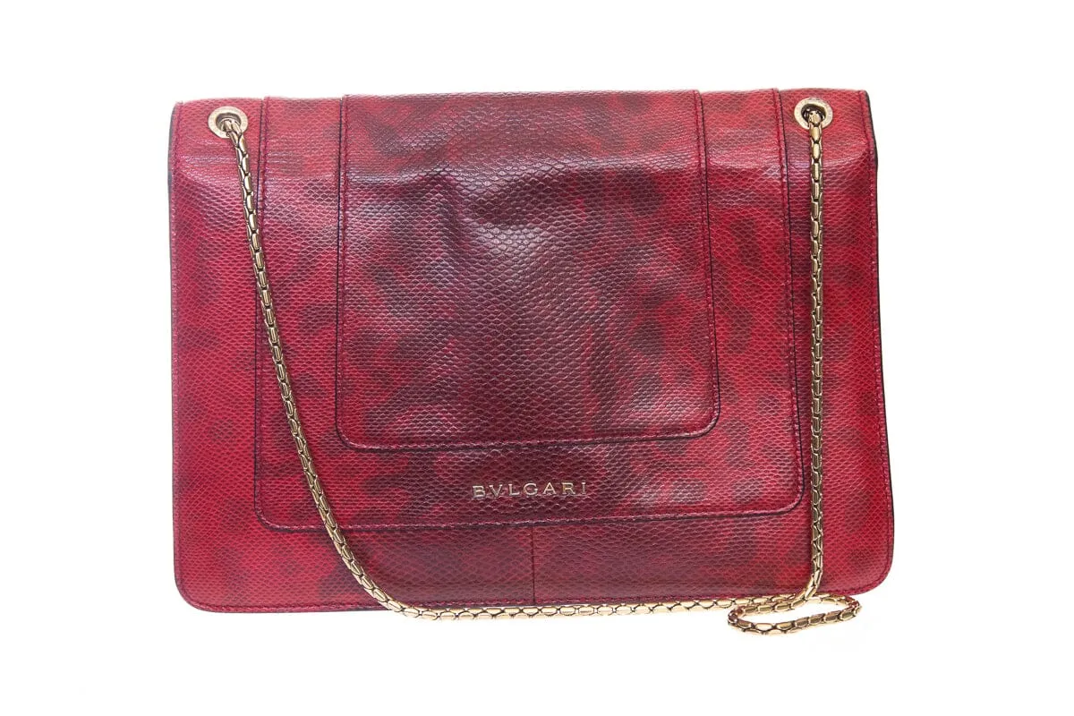 Bvlgari Red Karung Serpenti Forever Handbag