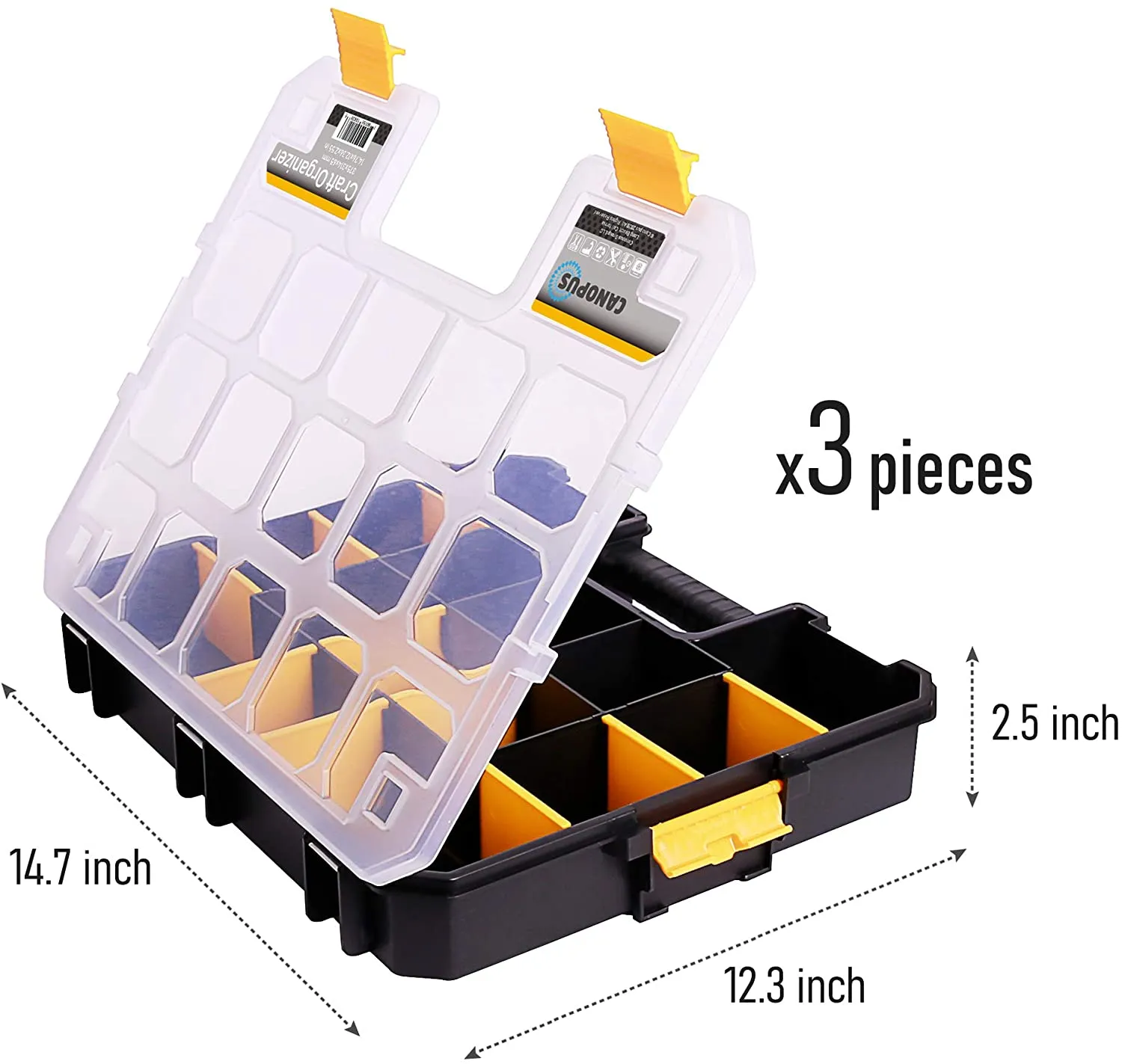 CANOPUS Craft Organizer, Hardware & Parts Organizer, 3 Pieces Set Tool box