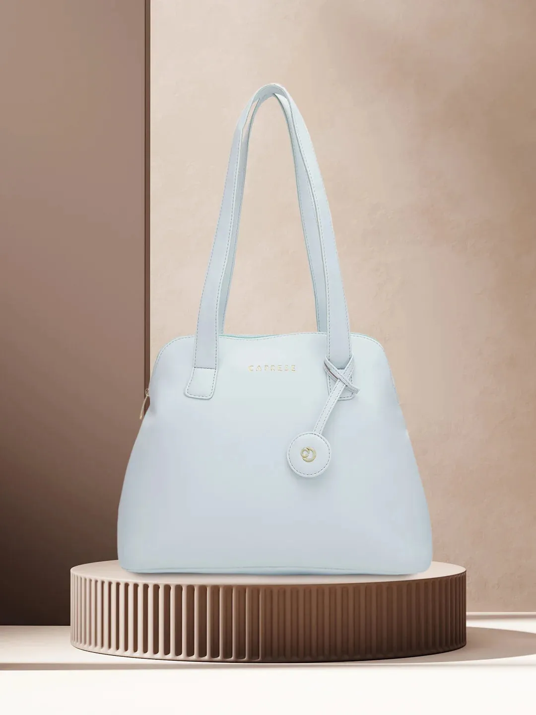 Caprese Jensen Small Satchel Solid Faux Leather For Women Powder Blue