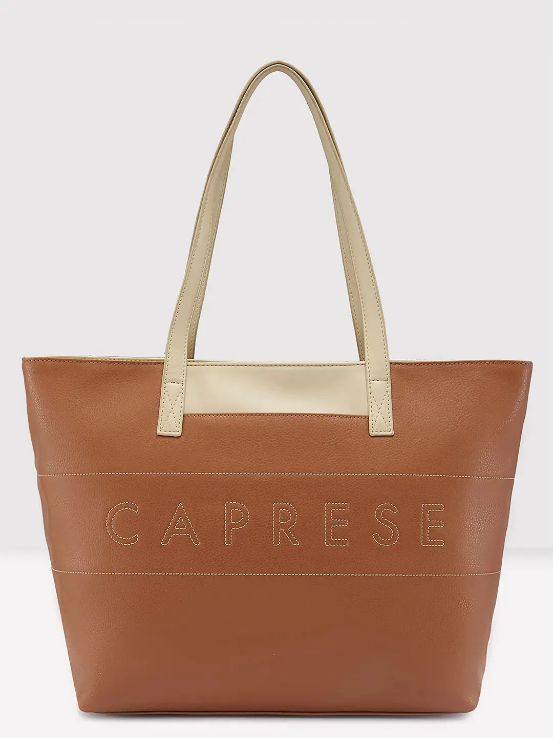 Caprese Narni Tote Medium Solid Womens Office Handbag Tan