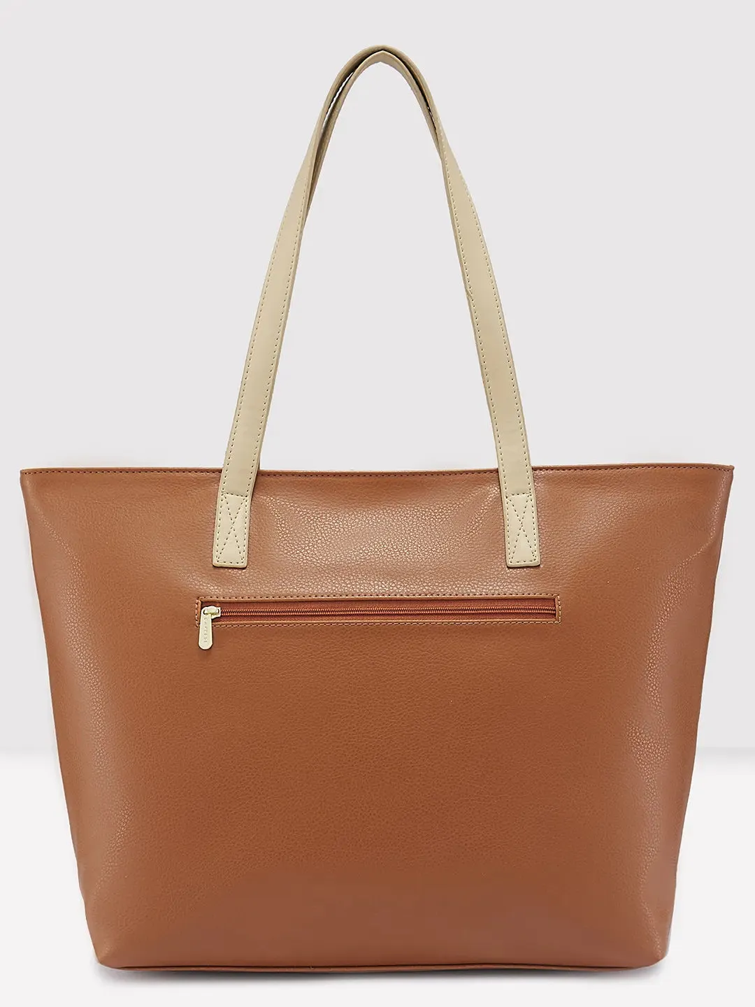 Caprese Narni Tote Medium Solid Womens Office Handbag Tan