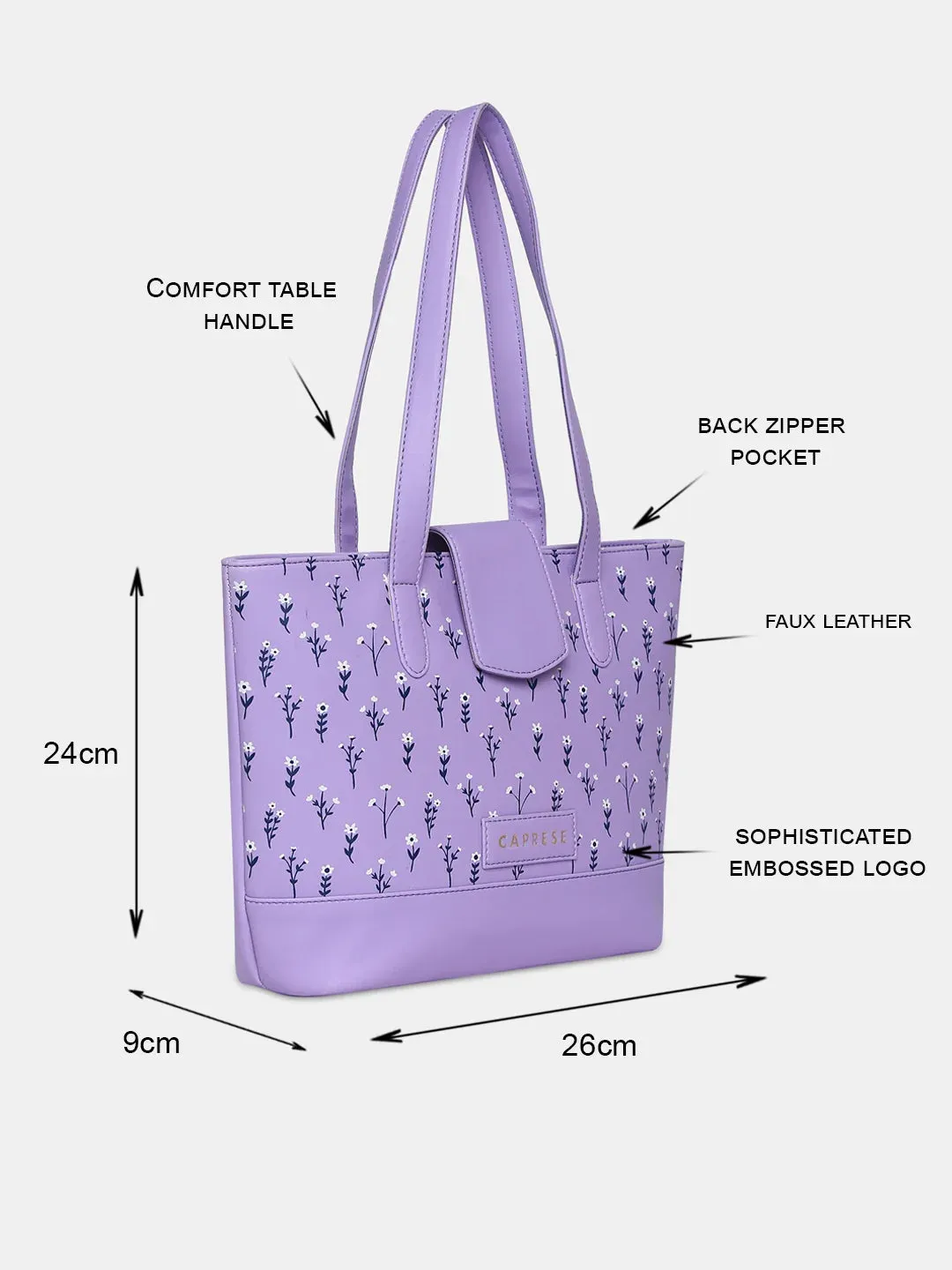 Caprese Pensa Small Tote Printed Faux Leather For Women Lilac