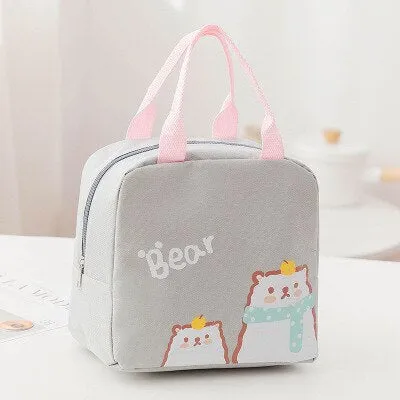 Cartoon Cooler Lunch Bag For Picnic Kids Women Travel Thermal Breakfast Organizer Insulated Waterproof Storage Bag For Lunch Box