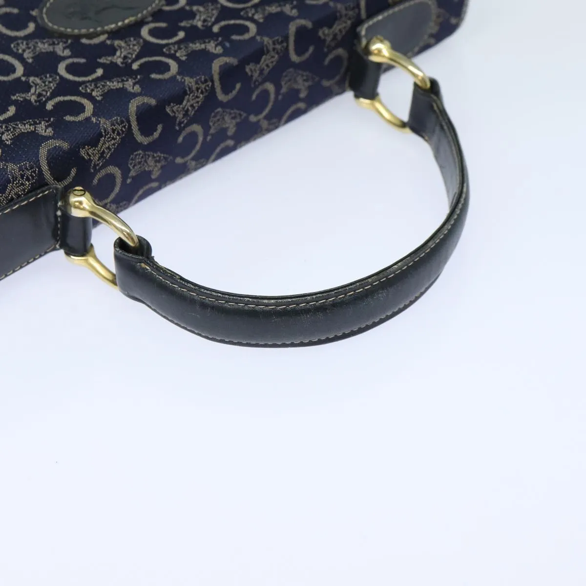 CELINE C Macadam Canvas Shoulder Bag Navy Auth 79817