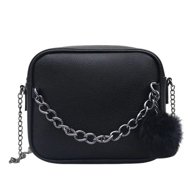 Chain Pom Pom shoulder crossbody handbag