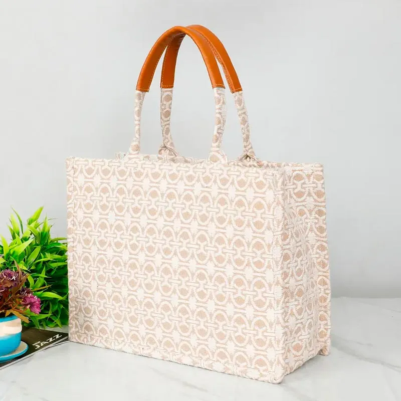 Chain Print Design Polyester Cotton Handbag