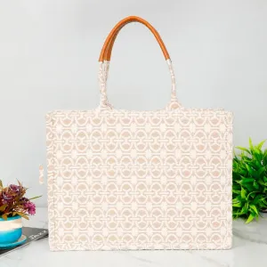 Chain Print Design Polyester Cotton Handbag