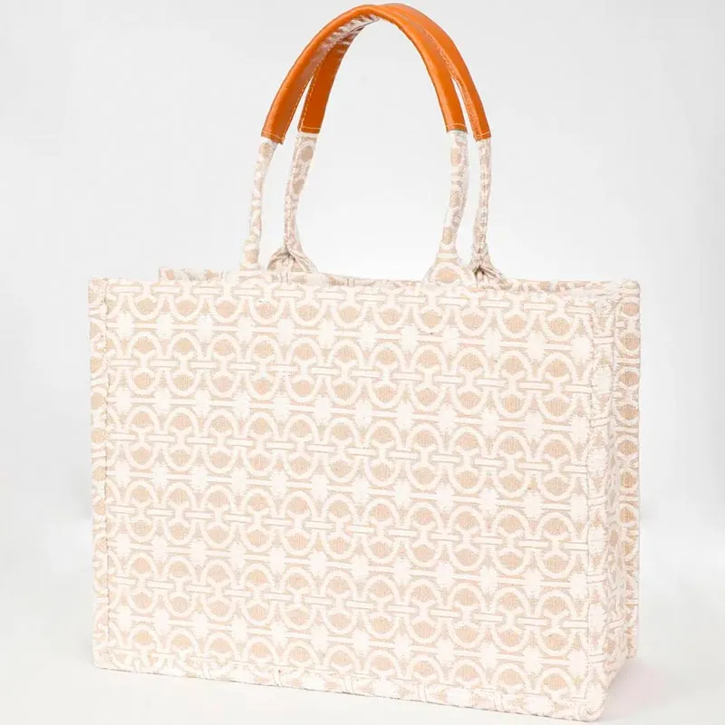 Chain Print Design Polyester Cotton Handbag