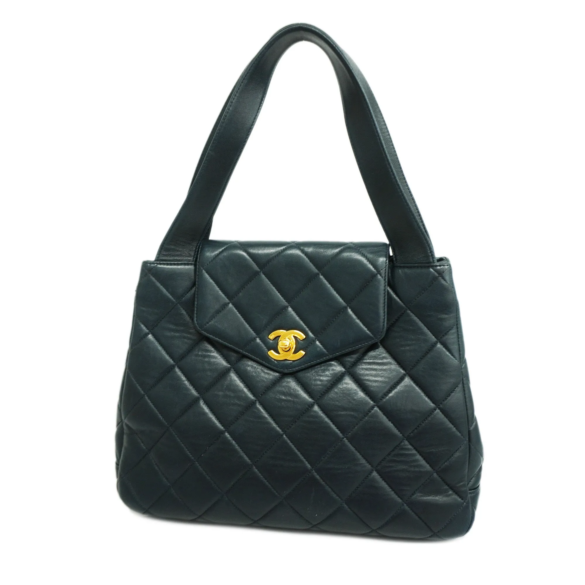 CHANEL  Matelasse Handbag Women's Leather Handbag Navy