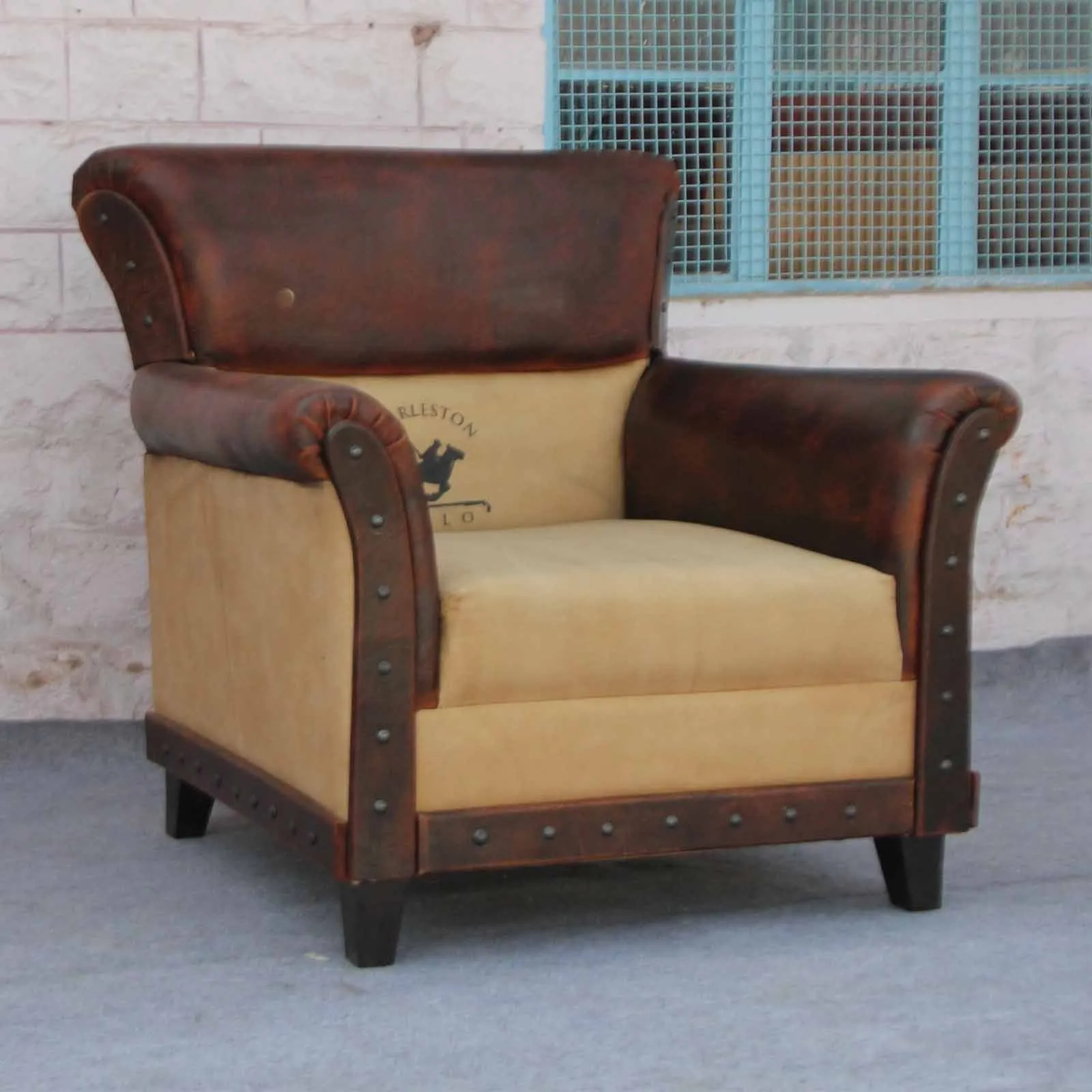 Charleston Polo Aged Leather Armchair