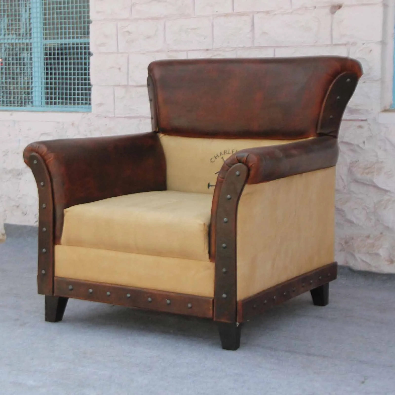 Charleston Polo Aged Leather Armchair