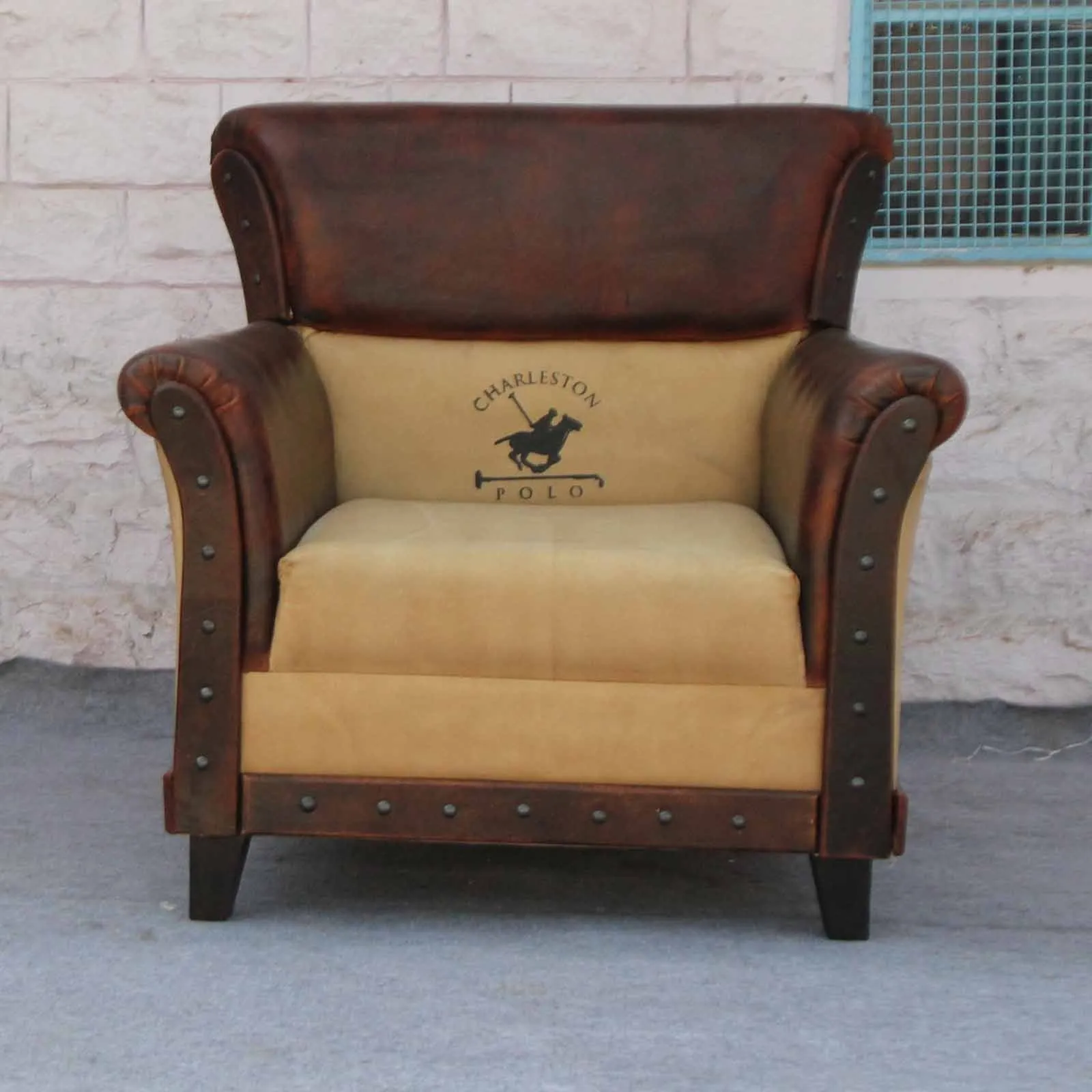 Charleston Polo Aged Leather Armchair