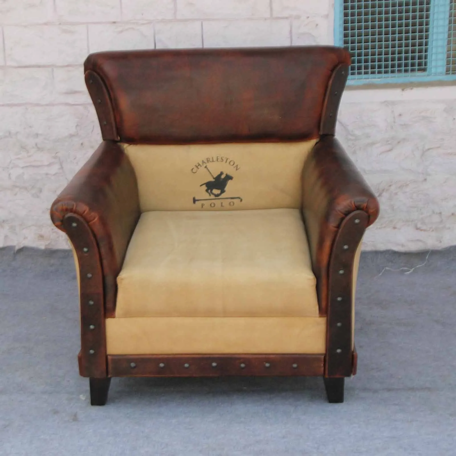 Charleston Polo Aged Leather Armchair