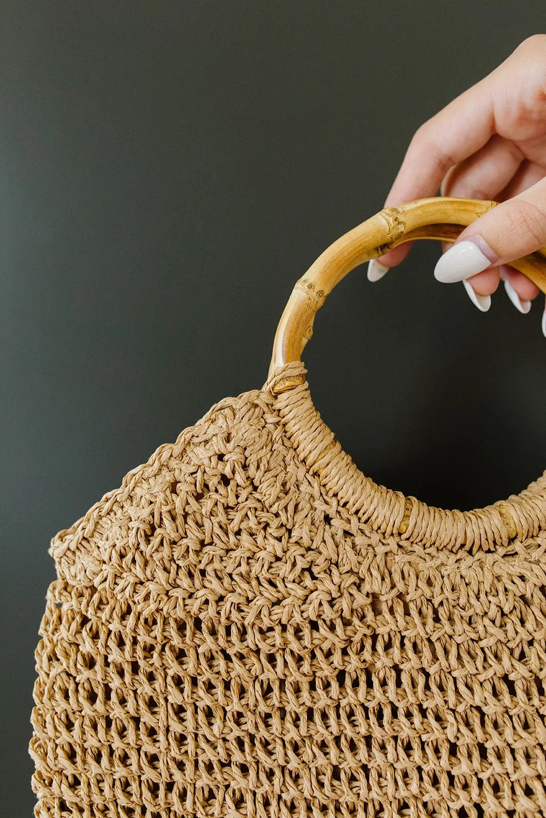 Circle The Globe Bamboo Handle Bag