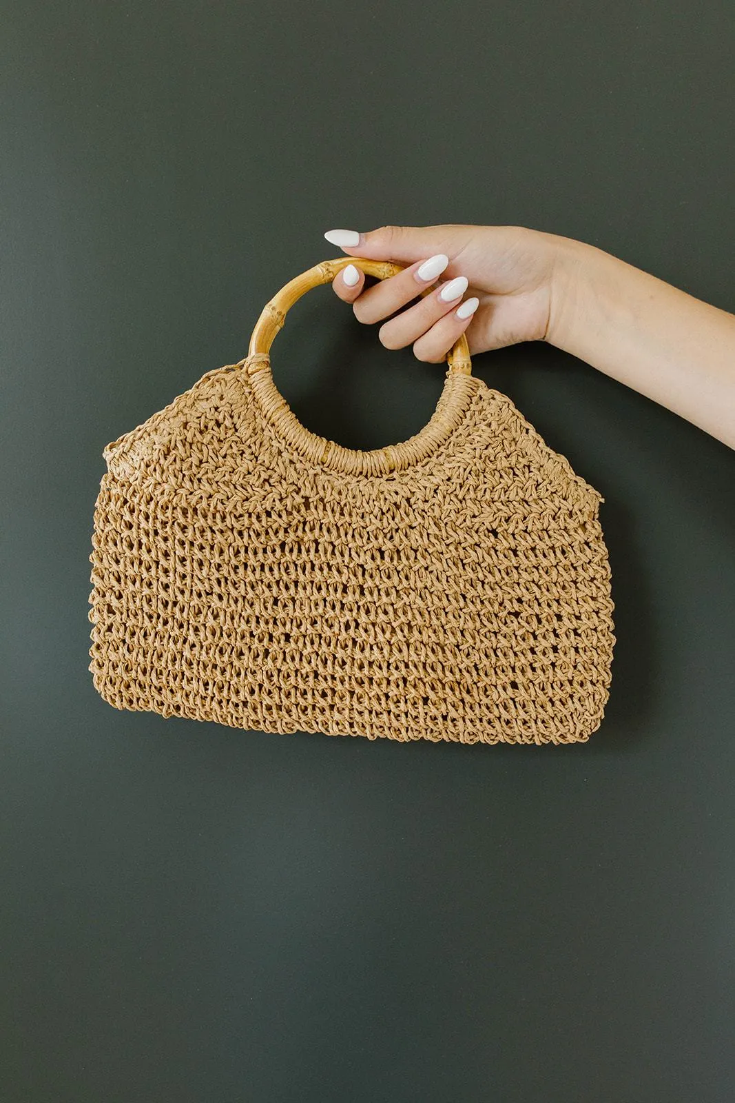 Circle The Globe Bamboo Handle Bag